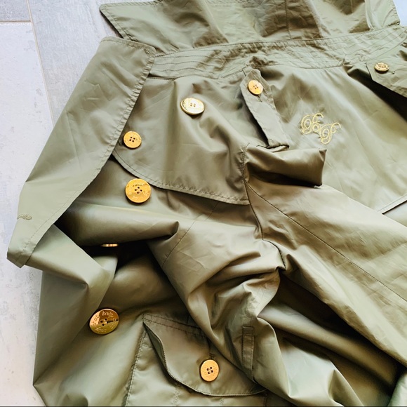 Baby Phat Double-Breasted Designer’s Trench Coat Camo Green Leopard Satin - Picture 12 of 16